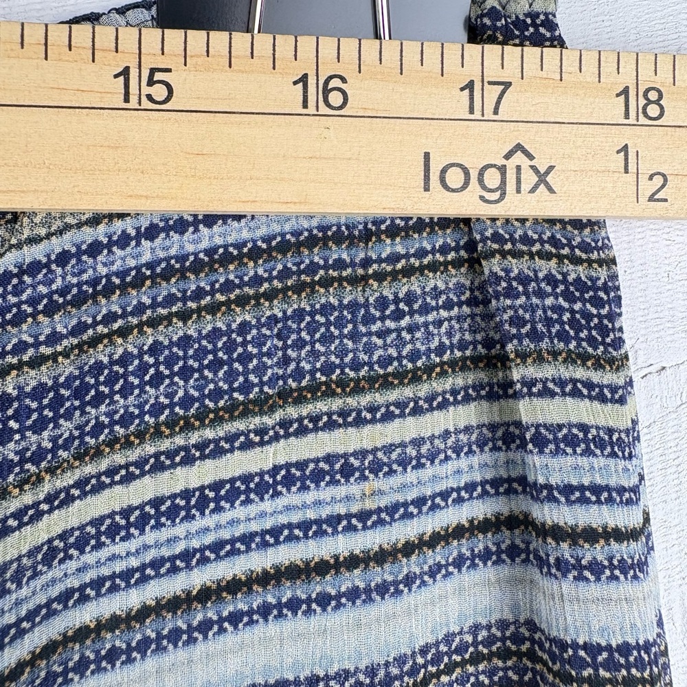 VTG Preview Collection Striped Pencil MIDI Skirt Chiffon 90s Y2K Sz Large Blue - Picture 5 of 11